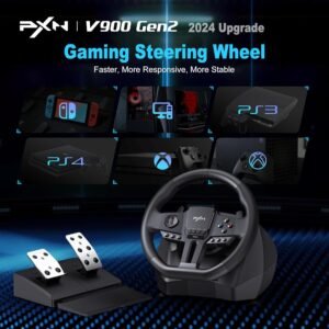 PXN-V900 GEN2 Racing Steering Wheel for PC - 270°/900° Rotation - Gaming Steering Wheel with Pedals for PC, PS4, PS3, Switch, Xbox One, Xbox Series X|S
